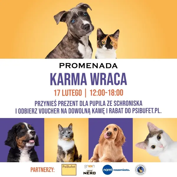 Karma wraca! Wspieraj zwierzaki z Promenadą