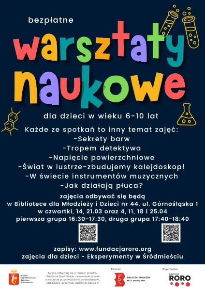 Eksperymenty w Śródmieściu, cykl 6 zajęć dla dzieci 6-10 lat [godz. 16:30 i 17:40]