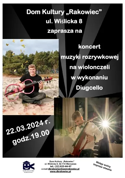 Koncert muzyki rozrywkowej na wiolonczeli