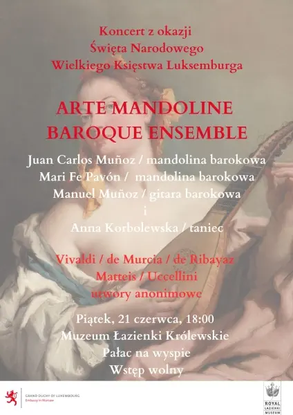 KONCERT ARTE MANDOLINE BAROQUE ENSEMBLE – BAROKOWI MUZYCY Z LUKSEMBURGA WE WNĘTRZACH PAŁACU NA WYSPIE