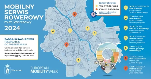 Przeserwisuj swój rower - bezpłatnie! Mobilny Serwis Rowerowy m.st. Warszawy 2024