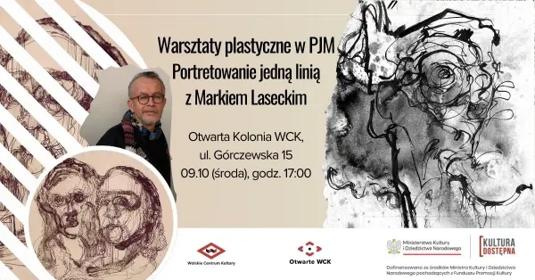 Migamy o… sztuce z Markiem Laseckim | Warsztaty plastyczne w PJM: Portretowanie jedną linią