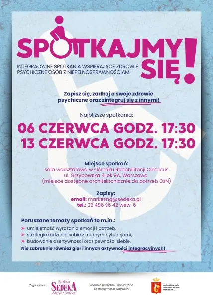 Spotkajmy się! – integracyjne spotkania wspierające zdrowie psychiczne Osób z Niepełnosprawnościami 
