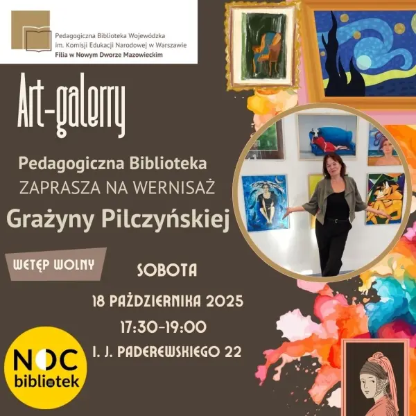 Noc Bibliotek 2025 z malarstwem Grażyny Pilczyńskiej