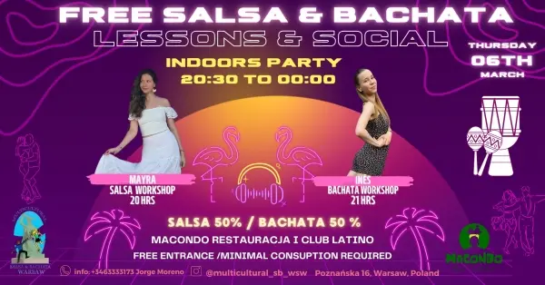 FREE SALSA & BACHATA LESSONS & SOCIAL DANCE PARTY