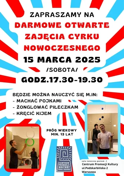 Otwarte warszataty z cyrku nowoczesnego