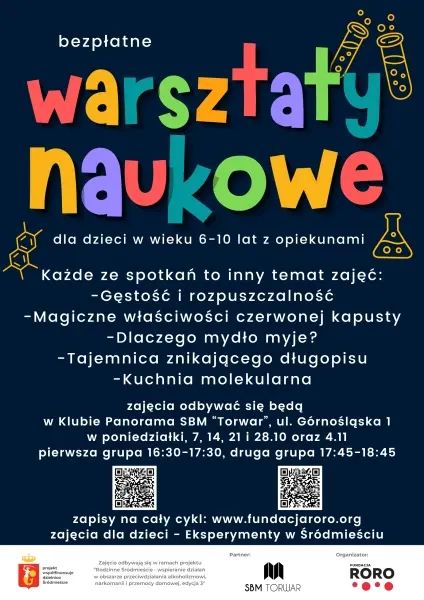 Eksperymenty w Śródmieściu, cykl 5 zajęć dla dzieci 6-10 lat