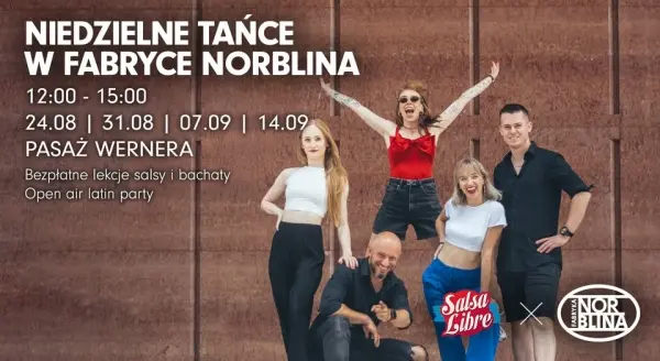 Niedzielne tańce w Fabryce Norblina z Salsa Libre | bezpłatne lekcje salsy i bachaty