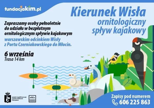 Ornitologiczny spływ kajakowy warszawskim odcinkiem Wisły