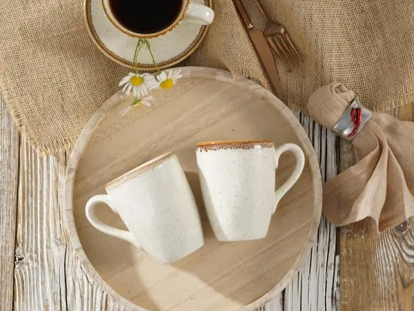 Kubki ceramiczne beżowe reactive glaze
