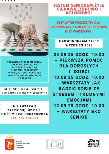 Jestem seniorem, żyję ciekawie, zdrowo i kolorowo! | Bezpłatne warsztaty dla seniorów | Warsztaty jak radzić sobie ze stresem i trudnymi emocjami
