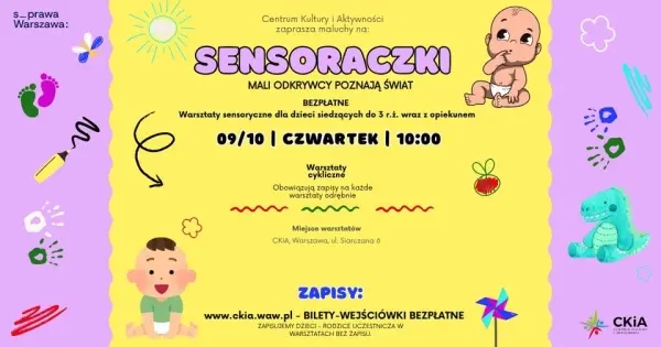 SENSORACZKI - BEZPŁATNE ZAJĘCIA DLA DZIECI DO 3 R. Ż. Z OPIEKUNEM