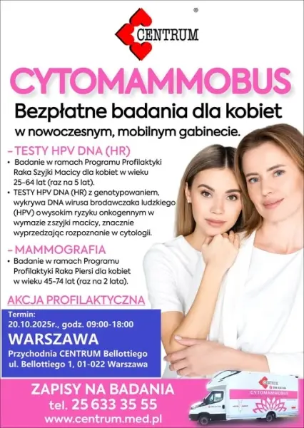 CYTOMAMMOBUS – BEZPŁATNE BADANIA DLA KOBIET 