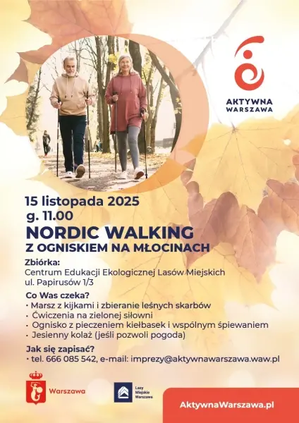 Spacer nordic walking z ogniskiem na Młocinach!