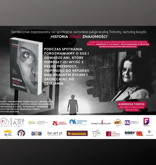Spotkanie z autorką książki „Historia Jednej znajomości” oraz Prezeską Fundacji A.R.T Agnieszką Tobotą