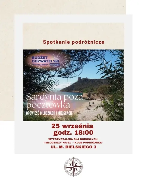 Spotkanie podróżnicze z Ewą Świderską: Sardynia poza pocztówką – opowieść o ludziach i miejscach