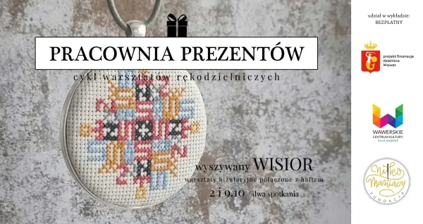 Wyszywany ręcznie wisior – warsztaty z haftu krzyżykowego