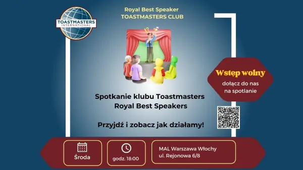 Przemawianie publiczne z klubem Toastmasters Royal Best Speakers