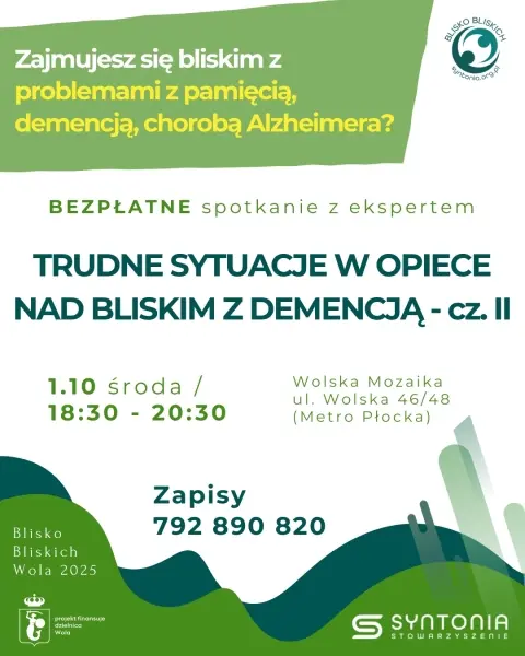Trudne sytuacje w opiece nad chorym z demencją cz. II - spotkanie z psychogerontologiem
