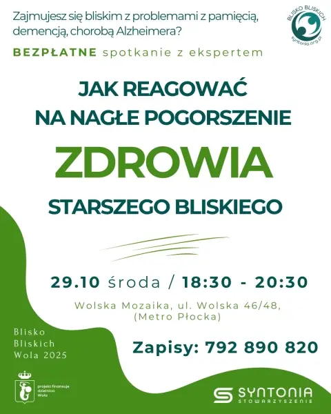 JAK REAGOWAĆ NA NAGŁE POGORSZENIE STANU ZDROWIA STARSZEGO BLISKIEGO - szkolenie z ratownikiem medycznym