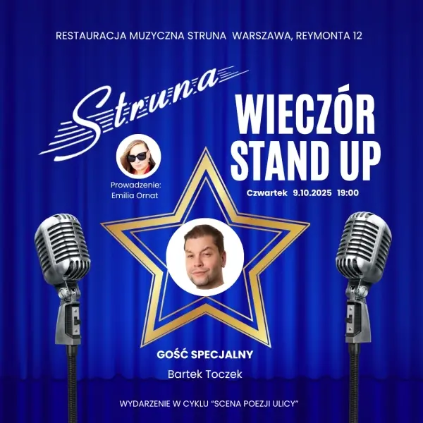 Wieczór Stand Up - Gość Specjalny Bartek Toczek | Scena Poezji Ulicy