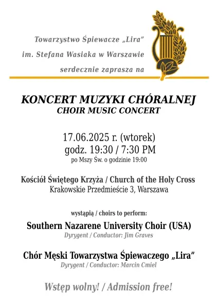 Koncert chórów z Oklahomy i Warszawy!