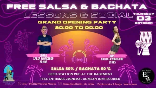 FREE SALSA & BACHATA LESSONS & SOCIAL PARTY at BEER STATION PUB