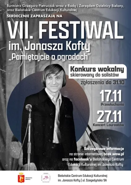 Zgłoszenia do VII. Festiwalu Piosenki im. Jonasza Kofty “Pamiętajcie o ogrodach”