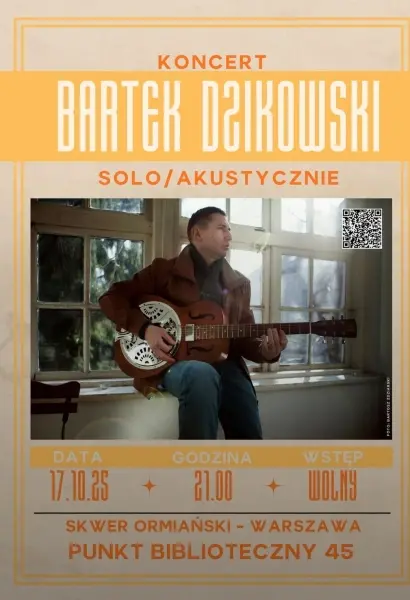 NOC BIBLIOTEK - koncert Bartek Dzikowski solo, akustycznie
