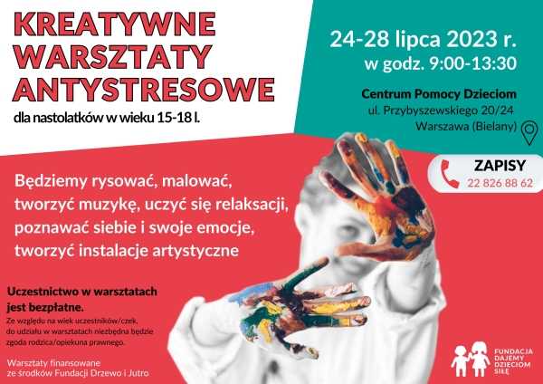 Kreatywne warsztaty antystresowe dla nastolatków 15-18 lat