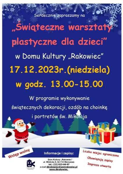 Świąteczne Warsztaty plastyczne dla dzieci