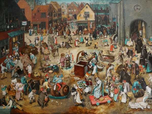 Powrót zaginionego skarbu wg Pietera Breughla "Walka karnawału z postem"