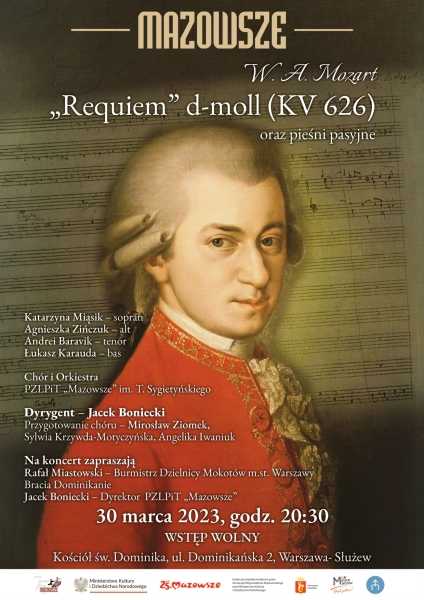 Koncert Requiem d-moll W.A. Mozarta oraz pieśni pasyjnych w wykonaniu Zespołu "Mazowsze"