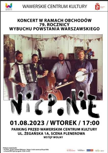Koncert zespołu „Nicponie” w ramach obchodów 79. rocznicy wybuchu Powstania Warszawskiego