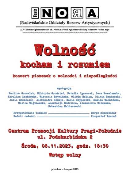 Koncert "Wolność kocham i rozumiem" | Teatr N.O.R.A.