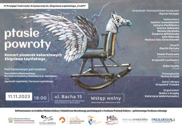 "Ptasie powroty". Koncert piosenek kabaretowych Zbigniewa Łapińskiego w aranżacjach Marcina Partyki