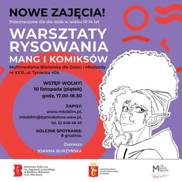 Warsztaty z rysowania mang i komiksów dla osób w wieku 10-14 lat