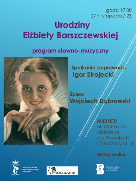 Urodziny Elżbiety Barszczewskiej | Wydarzenie słowno-muzyczne