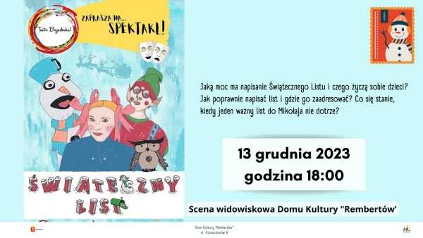 Spektakl "Świąteczny list" Teatr Bajaderka (dla dzieci 5-9 lat)