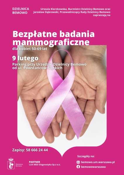 Bezpłatne badania mammograficzne dla kobiet w wieku 50-69 lat