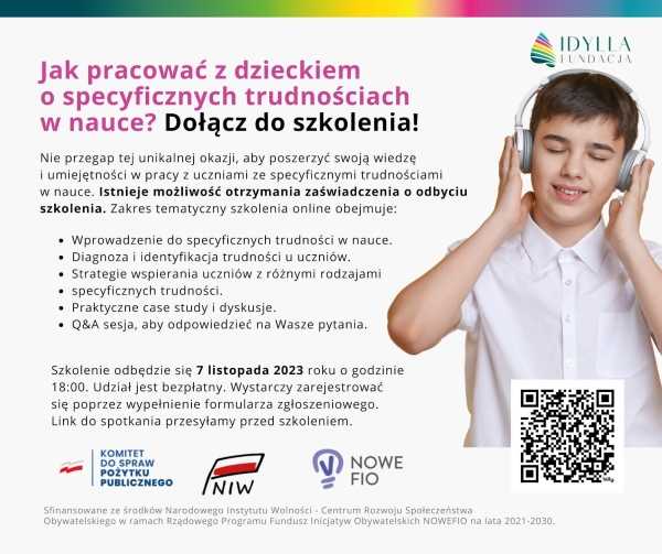 Jak pracować z dzieckiem o specyficznych trudnościach w nauce - szkolenie online