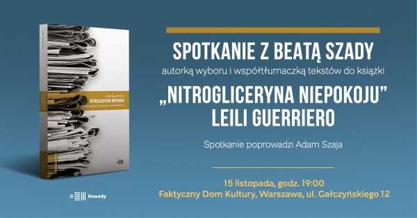 Nitrogliceryna niepokoju. Spotkanie z Beatą Szady 