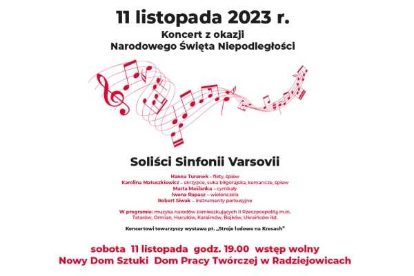 Koncert z okazji Narodowego Święta Niepodległości w wykonaniu solistów Sinfonii Varsovii