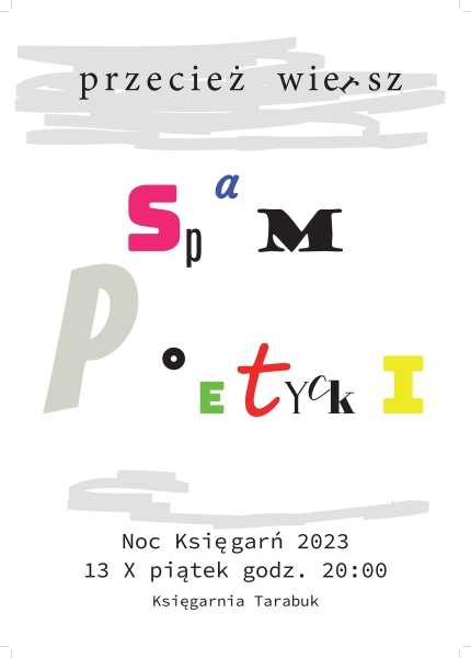 Noc Księgarń w Tarabuku. SPAM Poetycki – zaprasza grupa “przecież wieRsz”