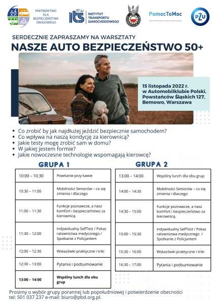 Warsztaty Nasze Auto Bezpieczeństwo 50+