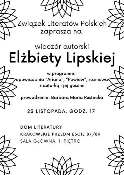 Wieczór autorski - Elżbieta Lipska