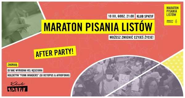 Maraton Pisania Listów – after party w klubie SPATiF