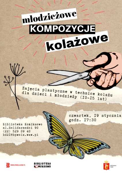 Warsztaty kolażu w Bibliotece Komiksowo: Młodzieżowe Kompozycje Kolażowe